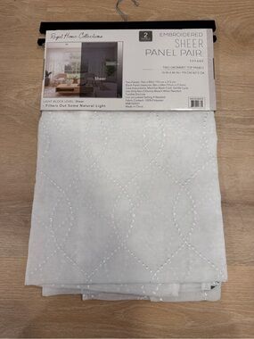 Tiffany Embroidered Sheer Panel Pair - White